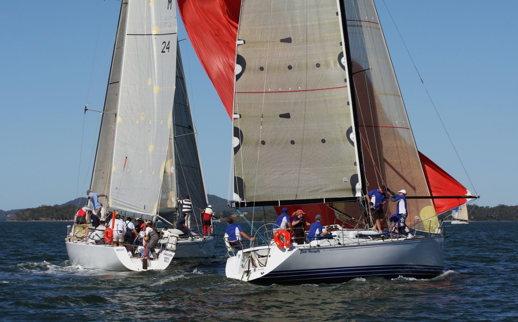 Bare Necessity (foreground) and Menace (sail M24) Commodore’s Cup day 3 Sail Port Stephens 2011  <br />
 © Sail Port Stephens Event Media
